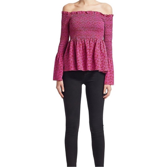 A.L.C. Silk Off-the-Shoulder Floral-Print Top - Picture 1 of 9